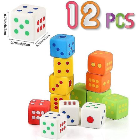 Noppapyyhekumi, 12 kpl Lasten Pyöhytin Värikkäät Pyöhytimet Noppa Muotoinen E