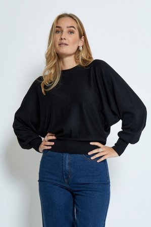 MSDana Bat Sleeve Knit Pullover Black L