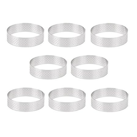 8 stk 8 cm Kakeringer i Rustfritt Stål, Fransk Dessertmousse, Fruktpai, Kakering, Quichekakeform (haoyi,a