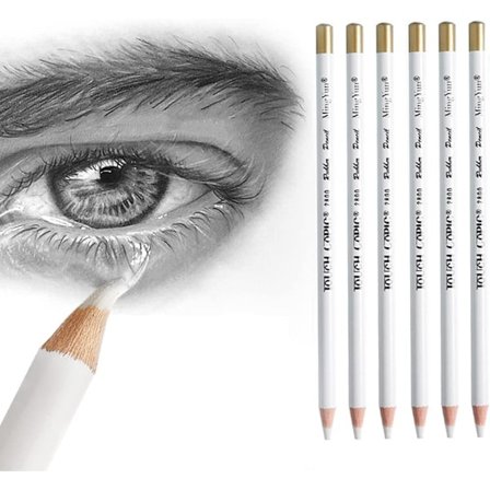 6 kpl pyyhekumisettia taiteilijoille, puinen luonnoskumisettikynä hiilipiirustuksiin, 17,5 cm