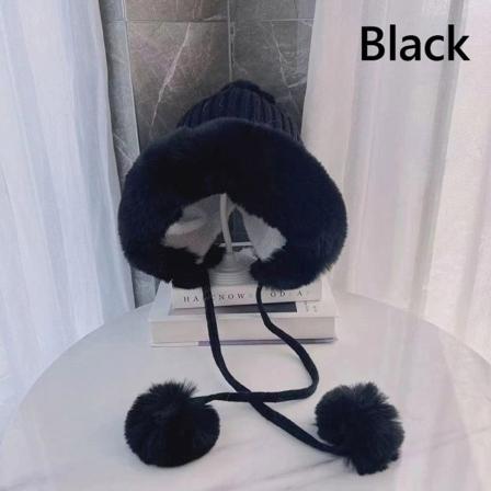 Plyschmössa Hood Scarf Hat SVART black