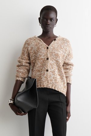 COS Femme Cardigan Épais En Laine-Alpaga Mouchetée in Marron