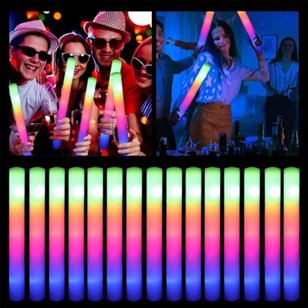 30 pieces LED Glow Sticks Bulk Fargerike RGB Glow Foam Stick Tube Mørk Lys til jul bursdag bryllups fest rekvisita