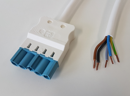 Gycom 128975 Tilkoblingskabel hann-fri, 1,5 mm², 2 meter, IP20 5-polet, 1,31 kWh, Stikkontakter & kabler