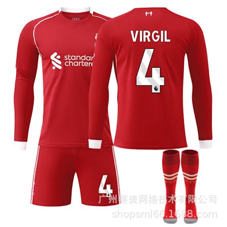 [COQQ] Liverpool Hemmatröja 25-26 Långärmad (Med Strumpor) NO.4 VIRGIL