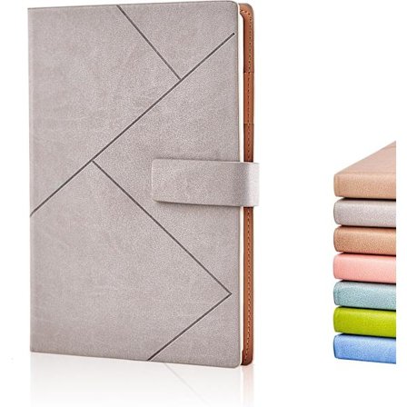 A5 Notebook Minimalistisk Linjerad Anteckningsbok Journal Med Konstläder Hårdpärm, 3D Magnetiskt Spänne, Present till Kvinnor Män Lärare Kontor Skola 