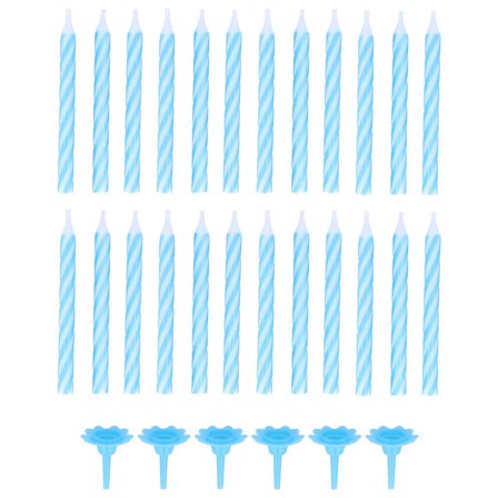 Tårtljus Spiral Blå med Hållare