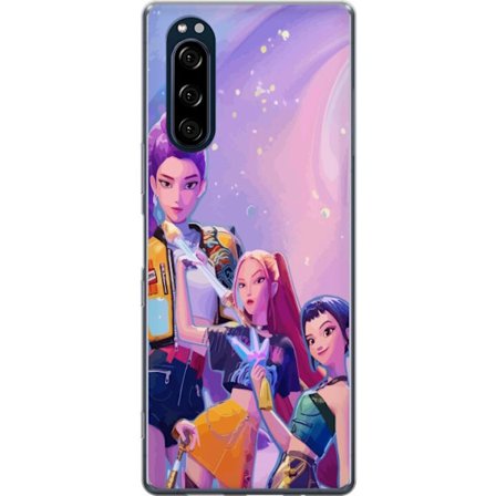 Kompatibelt Mobildeksel til Sony Xperia 5 Futuristiske popdamer i neonfarger med magiske detaljer mot en drømmeaktig galaksebakgrunn