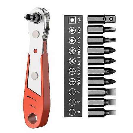 1/4 tommer momentnøgle med 10 mini skruetrækker bits reversible momentnøgle til auto reparation 11 stykker Shibaod