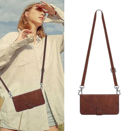 Fodral för Samsung Galaxy A12/ M12 5g Crossbody Plånboksfodral, Justerbar Avtagbar Lanyard Halsrem Med Stativ Läder Kortfodral Skyddande Cove