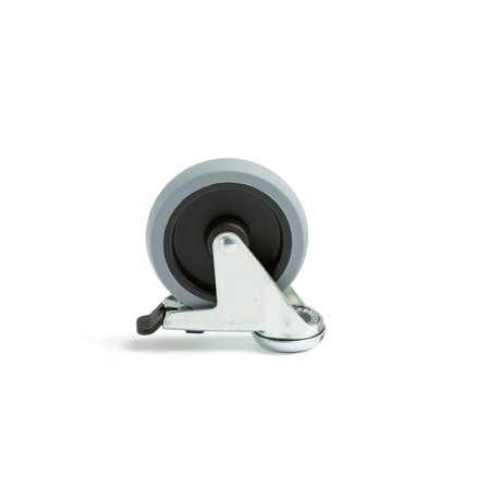 Castor wheel with brake, 100x25 mm, solid rubber, 55 kg