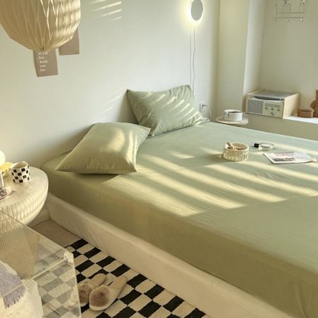 Sängset i japansk stil, ren bomull, tvättad bomull, enfärgad