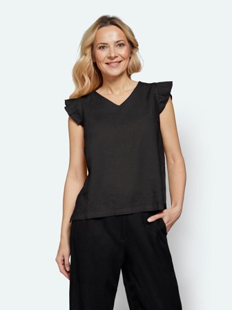 SIGNATURE - Hør Top - Sort