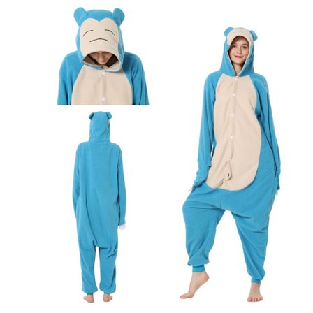 2025 Nye tegneserie-onesie pyjamas Halloween julekostume lyseblå Snorlax