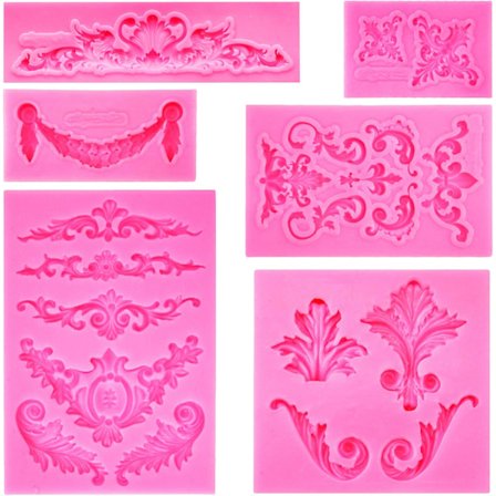 Barok Stil Snoede Ruller Blonde Fondant Silikoneform til Filigranform 3D Skulptureret Blomsterkagekantdekoration