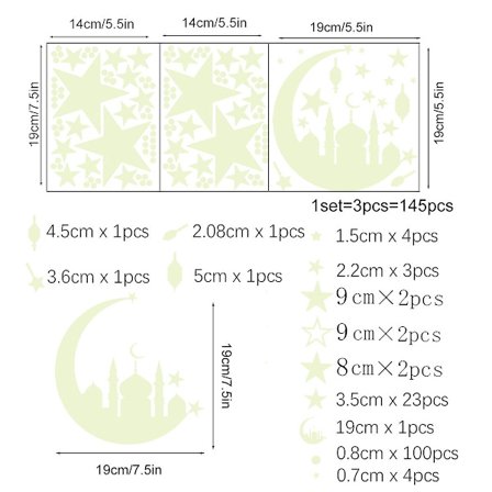 Hohtavat tähdet kattoon 3d hohtavat tähdet irrotettavat itseliimautuvat seinätarrat Kuu seinätarrat Diy-huoneeseen(1)