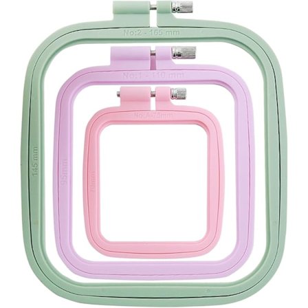 3-delad korsstygnsram, fyrkantig broderiram, korsstygnsram, kvadratiskt brodertält, (vattenmelonröd, rosa, ljusgrön)