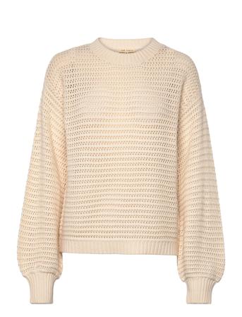 Esmagda O-Neck Knit Pullover Creme Esme Studios*Betinget Tilbud