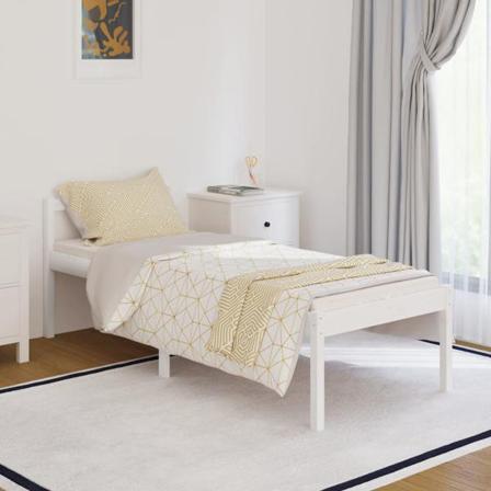 Vidaxl Sängram Vit Massiv Furu 75x190 Cm 2ft6 Vit