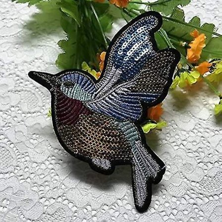 2 Stryge-på-lapper Fleksibelt Stof Glitter Fugl Navn