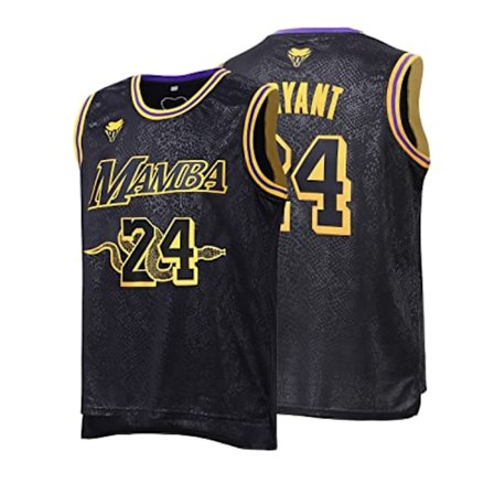 AVEKI Herre Basketball Jeresy, Svart 24 Mamba Jersey Skjorter, Fashion Basketball Jersey, Gave til Basketball Fans, Svart, XL