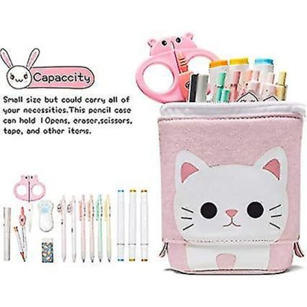 Kynäkotelo-teline Kynänpidike Teleskooppinen Piirretty söpö kissa