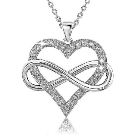 925 Silver Number 8 Halsband Diamant Hänge (Silver)