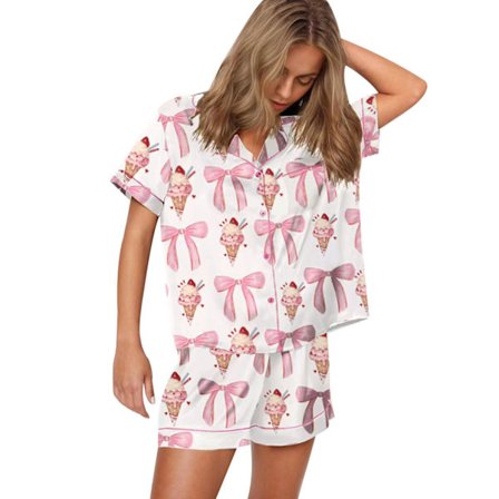 Kvinnors kortärmade och shorts loungewear set för inomhus och utomhus