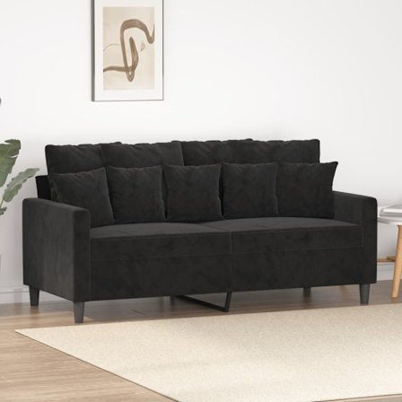 Soffa 2-sits svart 140 cm sammet