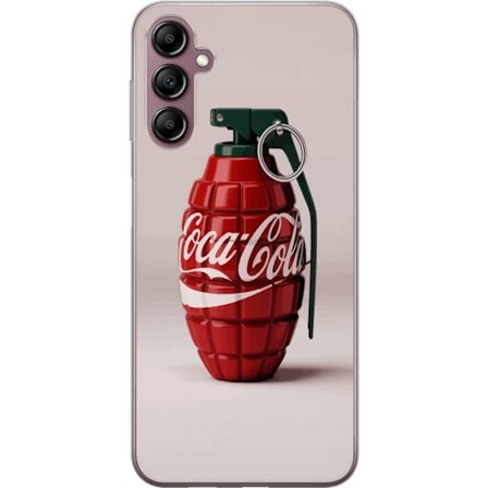 Kompatibel Mobilcover til Samsung Samsung Galaxy A14 5G Kunstnerisk illustration af Coca Cola granatæble i rødt og grønt, pop art inspireret motiv