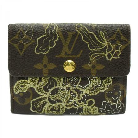 Louis Vuitton Vintage, Pre-owned Monogram Dentelle Ludlow Coin Case Bruin, Dames, Maat:ONE Size