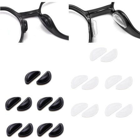 10 Par Pakke Anti-Slip Klæbende Næsepuder til Briller, Blød Klæbemiddel, Egnet til Reparation af Stel, Briller og Solbriller 14X6.5mm (Klar og