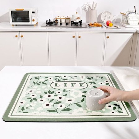 Kaffe- och diskmaskinsmatta med vårmönster, disktorkmatta, diskmaskin