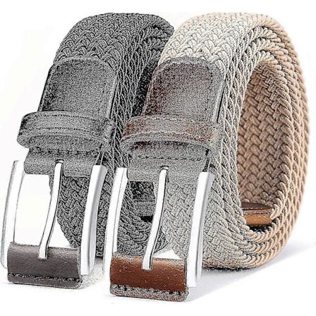 2-pack Stretch Flätat Elastiskt Bälte för Män Kompatibelt med Byxor
