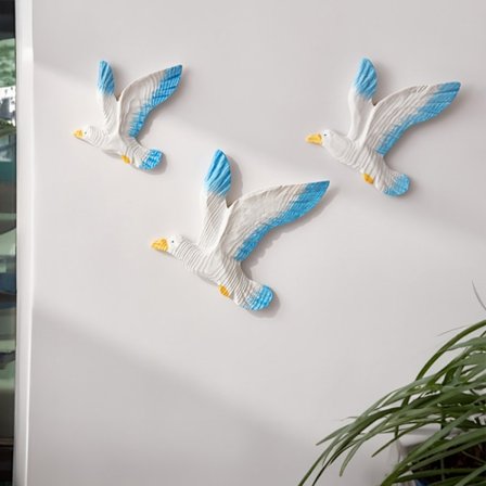 3 kpl laivastonsinisiä keraamisia lintuja Lokki seinäkoristeet Nautica