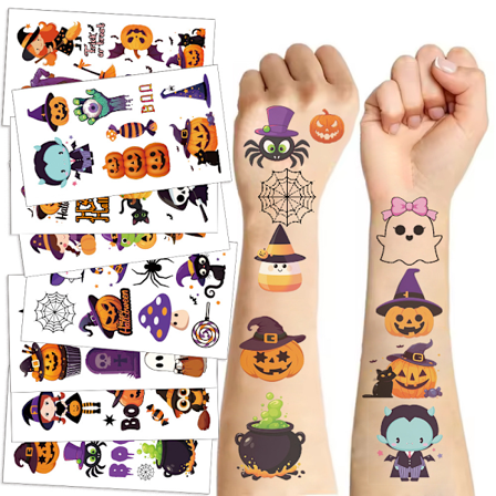Lasten Halloween-tilap iset tatuoinnit - 10 arkki poikien ja tytt jen Halloween-temppuja ja herkkuja varten Halloween series (10 pieces/pack)