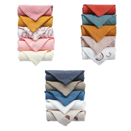 5 Pcs Baby Cotton Square Towels Infant Wash Hand Face Wipes Washcloth Facecloth Handkerchief Muslin Cloth Feeding Bib