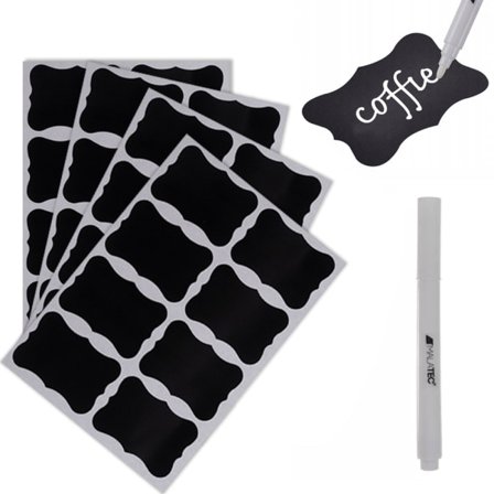 24-pack - Självhäftande etiketter med penna - Organisation Svart