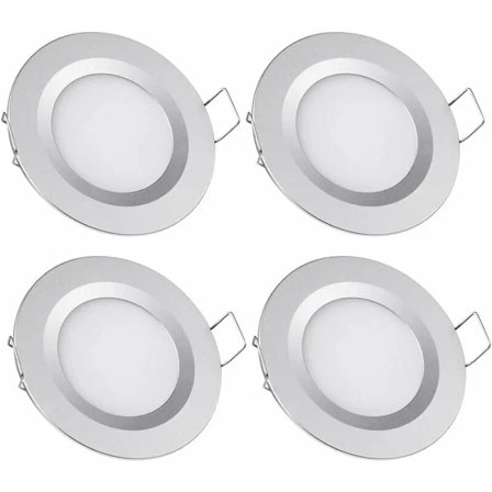 4 x Sisäänrakennettu LED-spotti 12V Reikä 58-65mm 3W 3200K himmennettävä kattovalaisin asuntoautoon, pakettiautoon, jahdille, lämmin valkoinen (