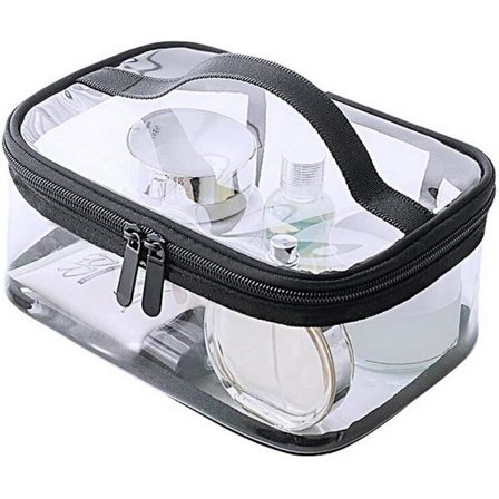 Gennemsigtig Makeup Taske, Gave Kosmetiktaske Bærbar Vandtæt PVC Rejsetaske Børste Organizer (Sort)