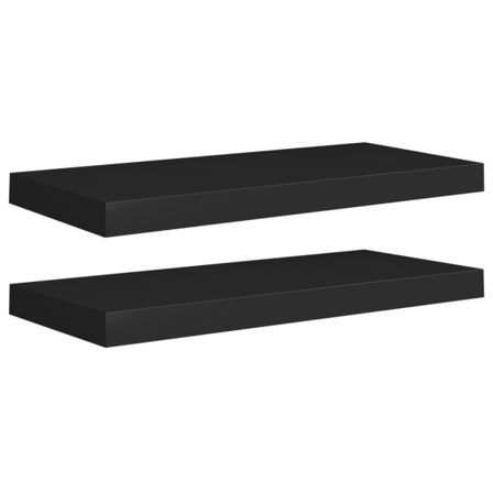 Vidaxl Svävande Vägghyllor 2 St Svart 60x23,5x3,8 Cm Mdf Svart