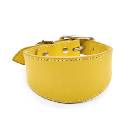 Läderhundhalsband Mjukt vadderat halsband för whippets Salukis Sighthounds Hundar Justerbart halsband Stora raser Hundartillförsel Yellow L