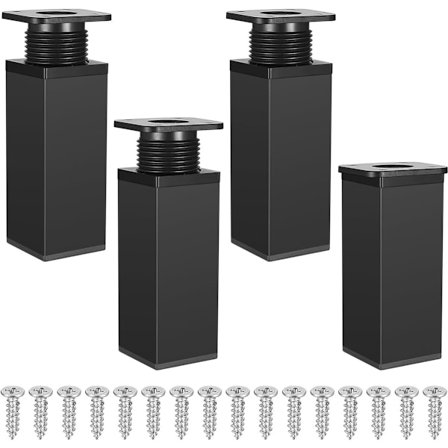 Møbelben av 4 10 cm aluminiumslegering Bordben Sofaben Støttetilbehør Justerbar Moderne Firkantet for Sofaer Salongbord Skap TV Svart