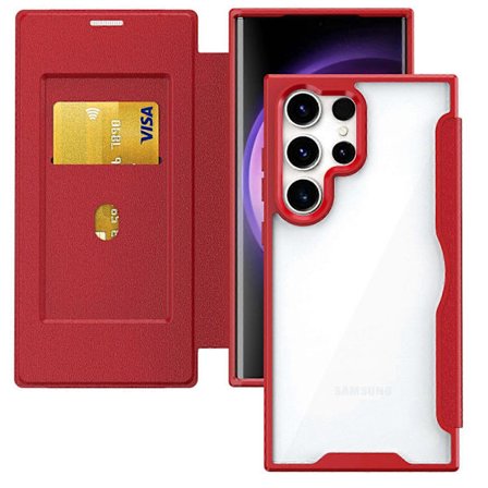 Galaxy S24 Ultra 5G Deksel Kort Kredittkortholder Lommebok Beskyttende Skall med Kortspor og Læretui for Samsung S24 Ultra