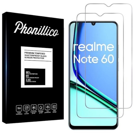 Härdat Glas - Phonillico - Realme Note 60 - Pack om 2 - Repellerande mot repor - Skärmskydd