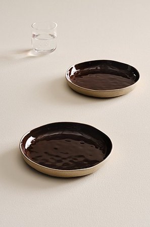 Jotex - Assiett 2-pack ø 22 Cm Mörkbrun/beige CARA - Köp Tallrikar hos Jotex