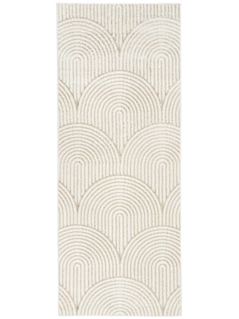 Geometric Small Art Deco Rug - White/Light Beige 80X200 Modern Style