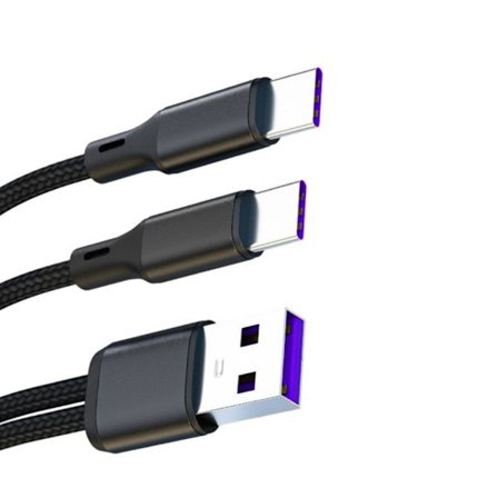 USB C-kabel med dobbel utgang for Type C-smarttelefon Effektiv strøm- og datakabel