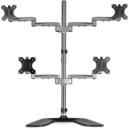 StarTech Desktop Quad Monitor Stand, Ergonomic VESA 4 Monitor Arm (2x2) up to 32", Free Standing Articulating Universal Pole Mount, Height