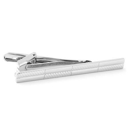 Silver-Tone Cross Pattern Tie Clip for Men